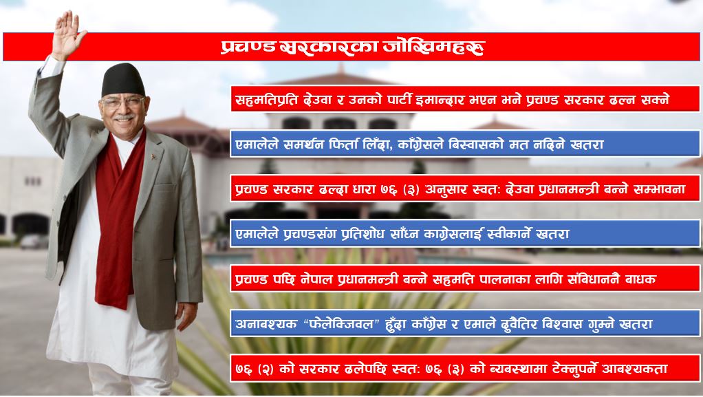 जोखिम उठाएका प्रचण्ड आफै जोखिममा, सरकारको आयु देउवामा निर्भर