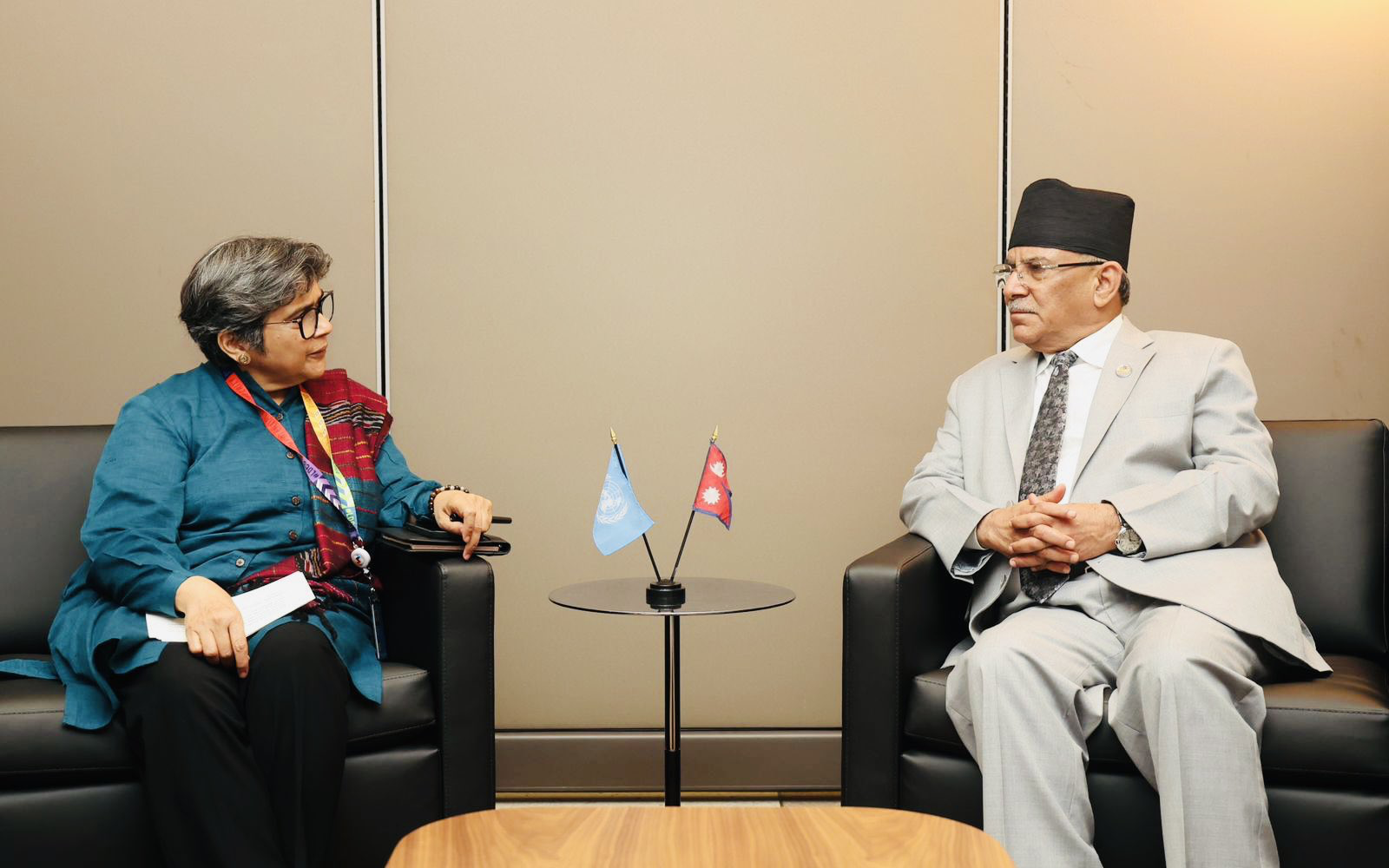 प्रधानमन्त्री प्रचण्ड र राष्ट्रसङ्घीय उच्च प्रतिनिधि फतिमाबीच भेटवार्ता