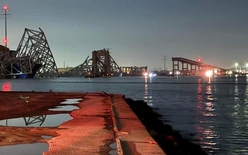 अमेरिकाको बाल्टिमोरमा पानीजहाजको ठक्करबाट पुल भाँचियो