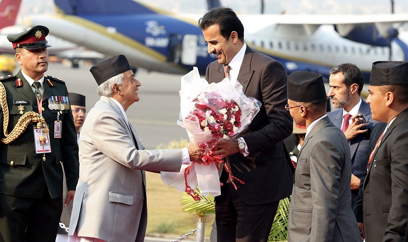 कतारका राजा थानी दुई दिने राजकीय भ्रमणका लागि नेपालमा