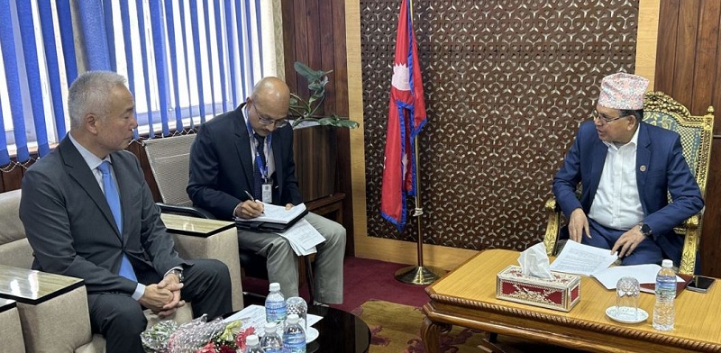 यातायातमन्त्री दाहालसँग जापानी राजदूतको शिष्टाचार भेट