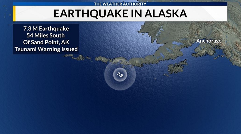 अमेरिकाको अलास्कामा ७.३ म्याग्निच्यूडको भूकम्प