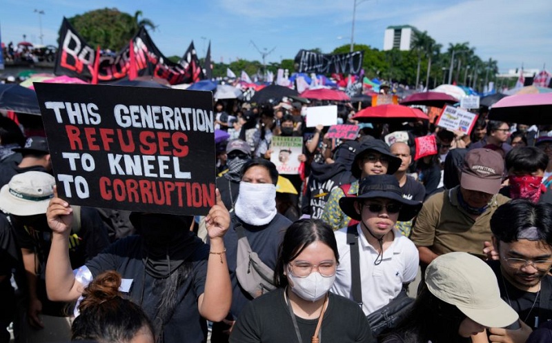 फिलिपिन्सको राजधानी मनिलामा भ्रष्टाचारविरुद्ध प्रदर्शन