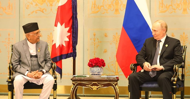 प्रधानमन्त्री ओली र रुसी राष्ट्रपति पुटिनबीच चीनमा भेटवार्ता