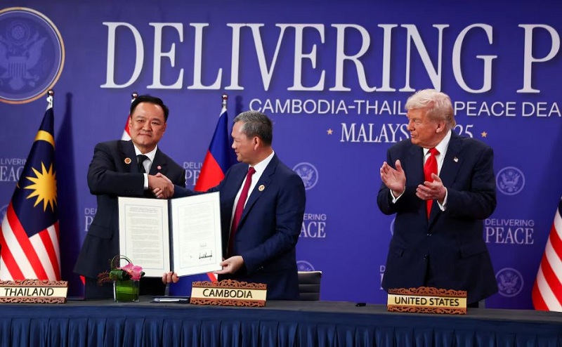 ट्रम्पको उपस्थितिमा थाइल्यान्ड–कम्बोडिया युद्धविराम सम्झौतामा हस्ताक्षर